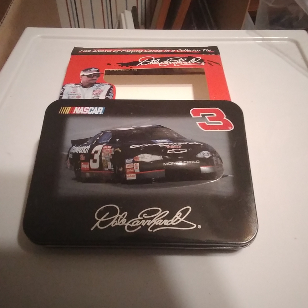 Dale Earnhardt playing cards in collectable tin